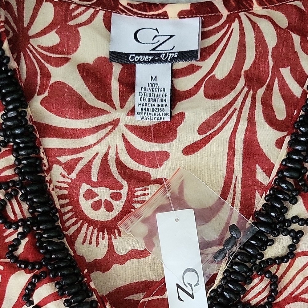 Elegant Floral Lace Swim Coverup - Red, Brown, Black - Picture 2 of 3